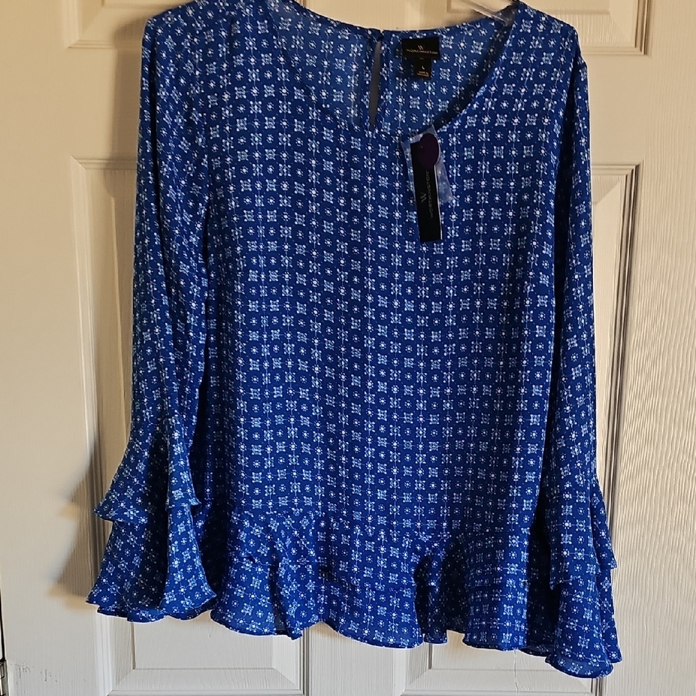 Worthington Blue Patterned Women's Blouse